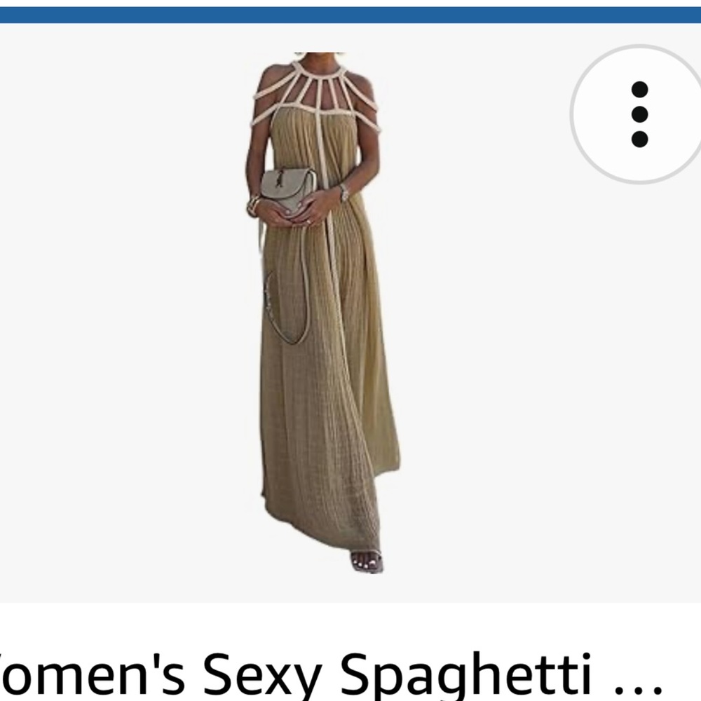 Elegant Tan Maxi Dress with Unique Straps